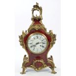 Late 19th century French Louis XV revival mantel clock with ornate ormolu and red tortoiseshell