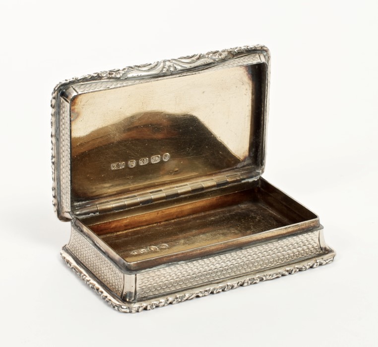 Victorian silver snuff box of rectangular form, with engine-turned decoration, - Image 2 of 2