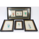 Group of 19th century Chinese paintings on rice paper depicting various figures - including