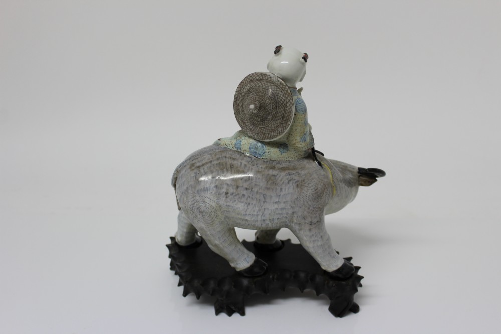 Early 20th century Chinese porcelain figure of a boy on the back of a buffalo, - Image 8 of 15