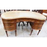 Early 20th century mahogany kidney-shaped dressing / writing table,