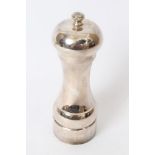 Contemporary silver pepper mill of capstan form, with Peter Piper grinder (Birmingham 1992),