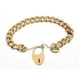 Yellow metal curb link bracelet with padlock clasp CONDITION REPORT Total gross
