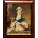 English School, circa 1840, watercolour - portrait of Queen Victoria, in rosewood frame,