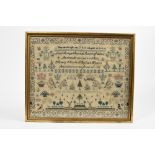 Mid-Victorian needlework sampler, by Mary Ann Bales Colton Aged 12 Years, 1864,