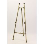 Unusual antique brass A-frame picture easel of tubular construction,