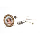 Antique cut steel and simulated grey pearl 'fruit' brooch,