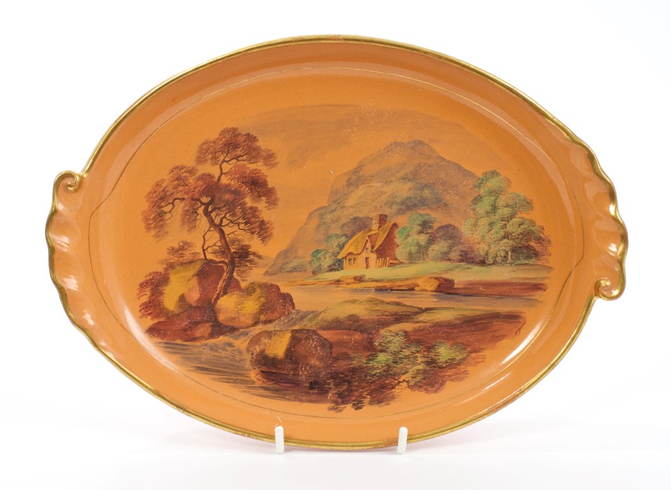 Early 19th century Davenport Chalcedony ground oval dish, circa 1815,
