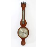 George III banjo barometer with silvered dial and scale, signed - J.