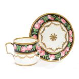 Fine early 19th century Paris porcelain coffee can and saucer, circa 1815,