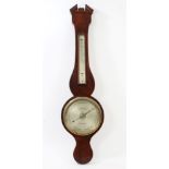 George IV banjo barometer with silvered dial and scale, signed - Draper, Malden, in mahogany case,