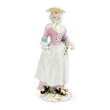 18th century Meissen 'Cries of London' figure of a ballad seller, circa 1750,