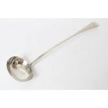 George IV silver Old English pattern soup ladle with engraved armorial crest (London 1821),