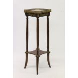 Early 20th century French mahogany and gilt metal mounted jardinière stand with rouge marble top