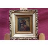 After David Teniers, antique oil on board - portrait of a gentleman, in gilt frame, 8.5cm x 7.