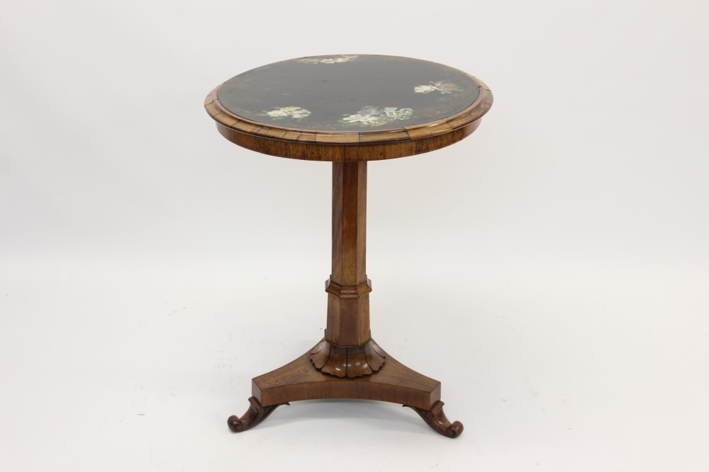 Unusual William IV rosewood occasional table,