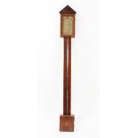 George III Scottish stick barometer with original printed paper scale, in inlaid mahogany case,