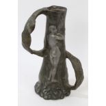 Late 19th / early 20th century Continental Art Nouveau spelter and green patinated ewer with