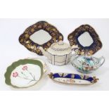 Early 19th century Castleford-type moulded teapot and cover and lot decorated china - including