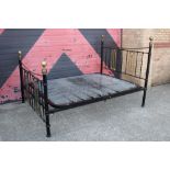 Victorian brass double bed with lattice head and foot boards and spring base,