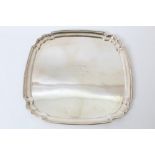 1920s silver tray of square form,