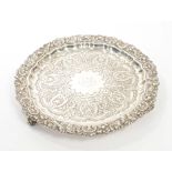Fine quality late Victorian silver salver of circular form,