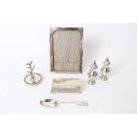 Selection of miscellaneous silver - including rectangular photograph frame, teaspoon, ring stand,