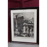 Luigi Kasimir (1881 - 1962), signed etching - classical ruins, Rome, inscribed, dated 1914,