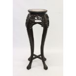 Late 19th / early 20th century Chinese marble-topped carved padouk urn stand,