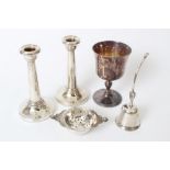 Selection of miscellaneous contemporary silver - including pair candlesticks (Birmingham 1968),