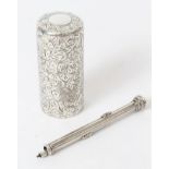 Victorian silver slide-action combination dip pen and propelling pencil with classical column body