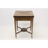 Victorian rosewood and marquetry inlaid envelope card table,