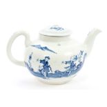 18th century Worcester blue and white Tambourine pattern teapot, circa 1754,