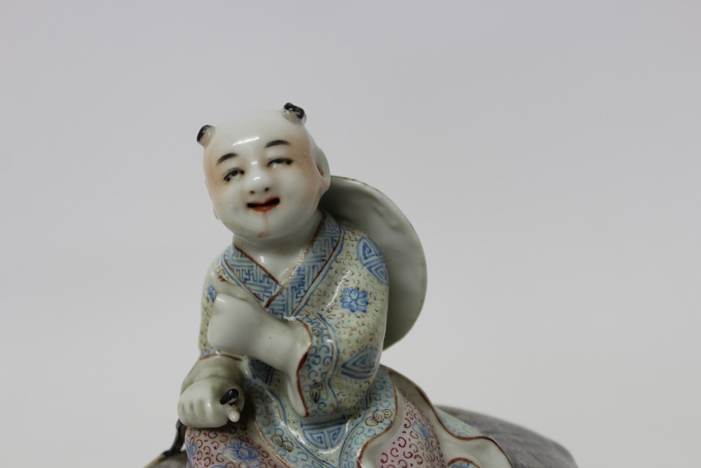 Early 20th century Chinese porcelain figure of a boy on the back of a buffalo, - Image 5 of 15