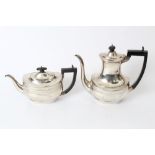 Late Victorian / early Edwardian silver teapot of compressed baluster form,