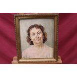Mary Stewart Gibson, 20th century oil on board - portrait of a lady, signed, in gilt frame,