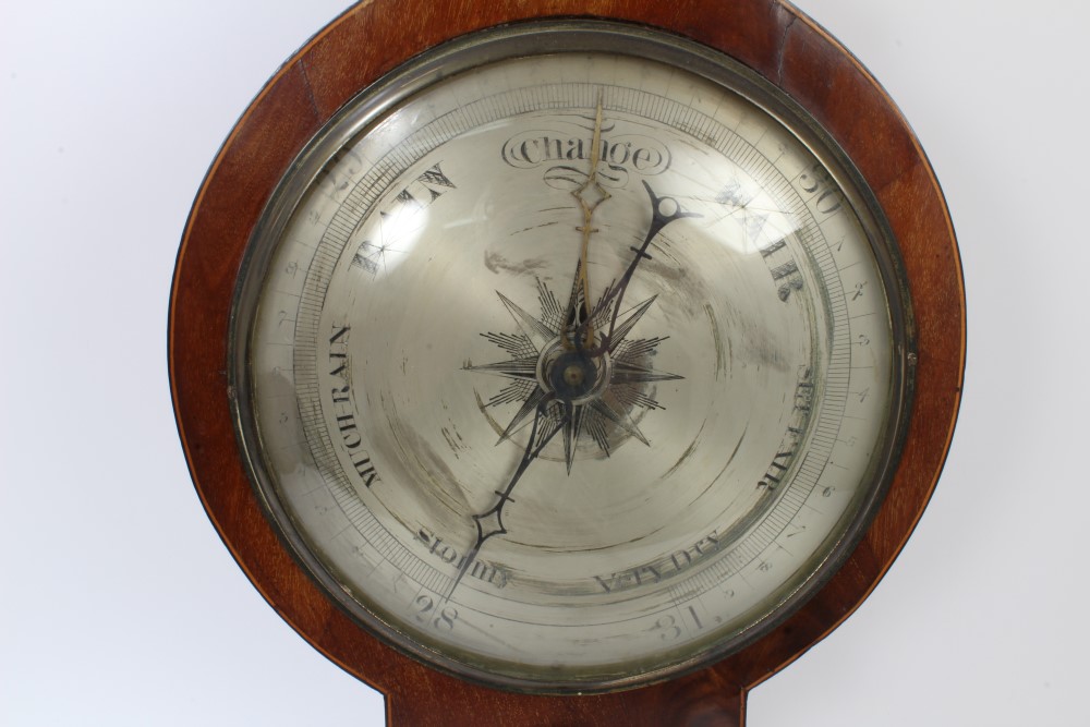 George IV banjo barometer with silvered dial and scales, - Image 3 of 5