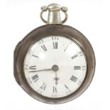 Early George III gentlemen's silver pair-cased pocket watch,