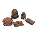 Collection of 19th century tartan ware sewing accessories and boxes - comprising 'Prince Charles'