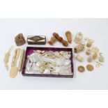 Collection of assorted antique ivory bone, horn,