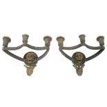 Good pair of Regency bronze and ormolu wall sconces,