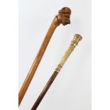 Victorian carved hardwood novelty walking stick,