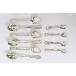 Set of six Victorian Irish silver Old English rattail pattern pudding spoons with bright cut