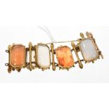 19th century Etruscan revival gilt metal and agate panel bracelet,