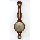 George III banjo barometer with silvered dial and scales, signed - D.