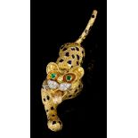 1960s Kutchinsky 18ct gold, enamel and gem set novelty brooch in the form of a leopard,