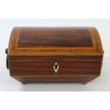 Regency rosewood boxwood and tulipwood crossbanded workbox,