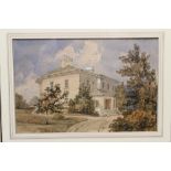 Victorian English School watercolour - Cove House, Silverdale, label verso, in glazed oak frame, 15.