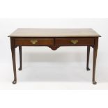 George II-style mahogany hall table with moulded top and two frieze drawers,