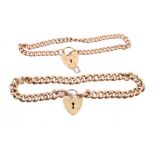 Two 9ct rose gold curb link bracelets with padlock clasps CONDITION REPORT Total